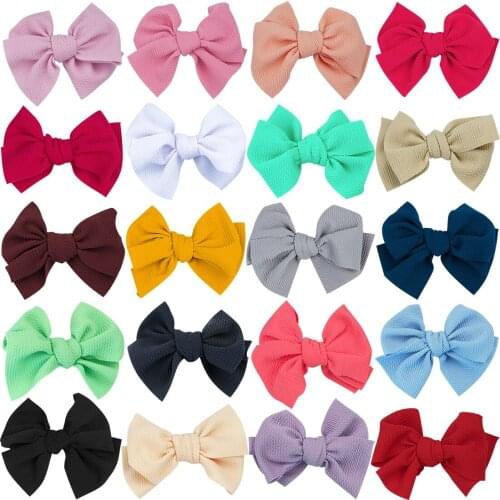 20pcs/set Girls Big Bows French Clips Women Elegant 5.5inch Hair Bow Classical Design Adult Sweet Bow WITH/WITHOUT Clips
