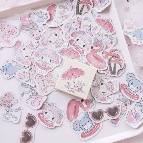 45PCS/pack Animals Vacation Sticker Decoration Diy Scrapbooking Kawaii Stickers Stationery Kawaii Diary Label