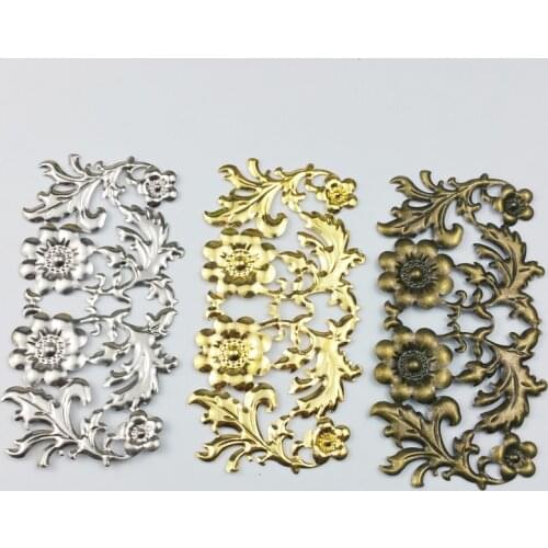 5pcs 42x86mm Filigree flower Wraps Metal Charms For Embellishment Scrapbook DIY Jewelry Metal Craft Wraps