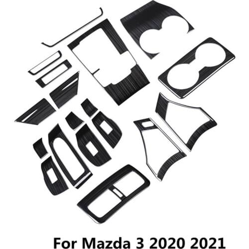 Black Car Window Control Gear Panel Cover Drink Holder Sticker Moulding Trim for Mazda 3 Axela 2020 Left Hand Drive