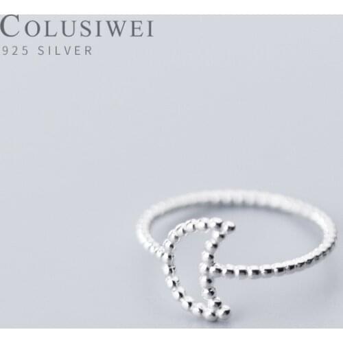 Colusiwei Genuine 925 Sterling Silver Minmalist Hollow Out Moon Rings for Women Fashion Slim Finger Rings Fine Jewelry 2020 Year