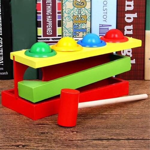 Wooden Matching Color Piling Hand Hammering Ball Box Toy Parent-child Interactive Toys Early Learning Educational Baby Toys