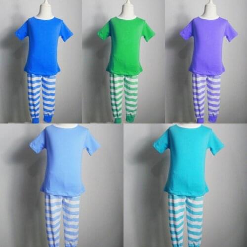 Cheap wholesale new design high quality sleepwear for cute girl short sleeve and long pant outfits custom children pajamas