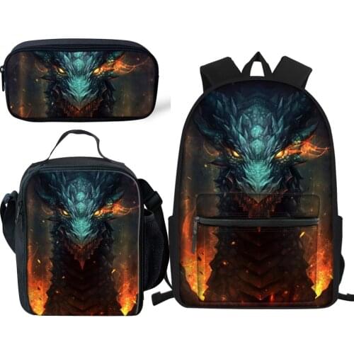 HYCOOL Cool Kids Backpack Dragon Phoenix Pattern Casual Student Print Schoolbag Children Boys Girl Book Bag School Bags Rucksack