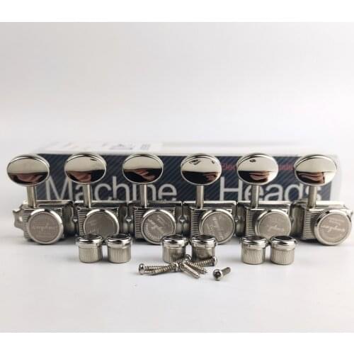 Guyker Vintage Guitar Lock String Tuners (6R) – Locking Tuning Key Pegs Machine Heads Replacement Parts for ST TL Style– Nickel