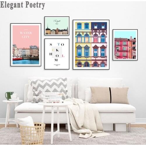 Scandinavian Poster Nordic Architecture House Wall Art Canvas Print Painting Decorative Picture Modern Living Room Decoration
