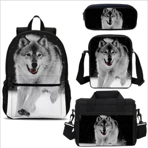 Cool Wolf Printing 3D School Bag Kids Student Schoolbag School Backpack Teenager Boys Girls Children Bookbags