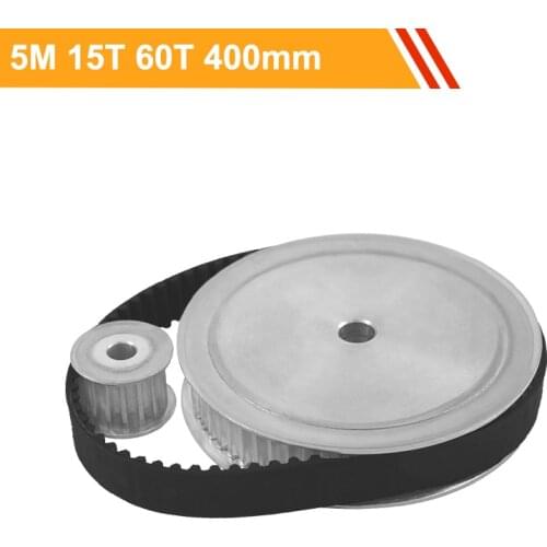 HTD5M 15T 60T Gear Belt Pulley Set Reduction 1:4 5M-400mm Timing Belt 100mm Center Distance Synchronous Pulley Wheel Kit