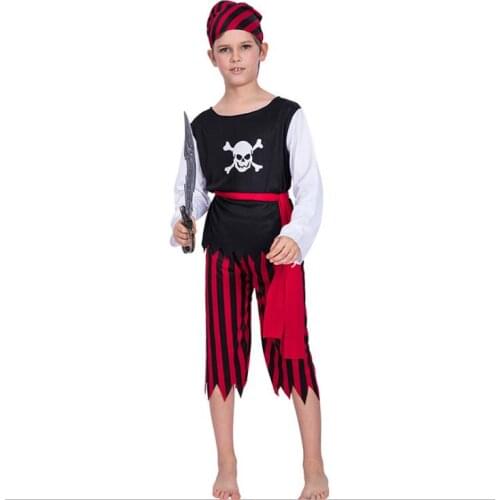 Halloween cosplay skull pirate boy party costume