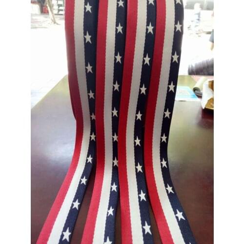 10M/Lot 38MM Cable Blue White Red stripe Star mercerie pattern sangle coton Ribbon webbing sewing accessories bias tape satin