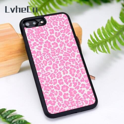LvheCn Silicone Rubber Phone Case Cover for iPhone 6 6S 7 8 Plus X XS XR 11 12 Mini Pro Max Pink Cheetah Print