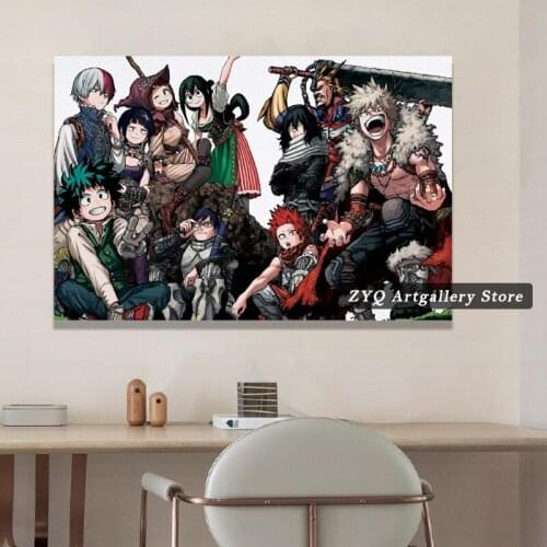 My Hero Academia MHA Poster Canvas Art Japanese Anime Wall Picture Print Modern Family Bedroom Decor Posters
