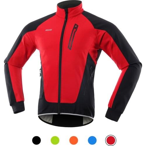 ARSUXEO Men Cycling Jacket Waterproof Windproof Thermal Fleece Bike Jersey MTB Bicycle Riding Running Autumn Winter Jacket Coat