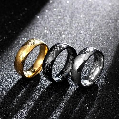 MOREDEAR Hot Movie mens finger Rings the one ring Titanium Stainless Steel gold Ring 6MM for mens gifts wedding men jewelry