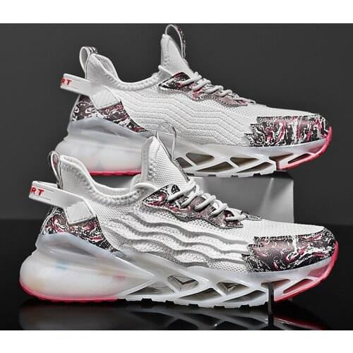 Men Mesh Breathable Running Shoes Blade Sneakers Graffiti Jogging Shoes Trendy Antiskid Damping Casual Sports Shoes Zapatillas