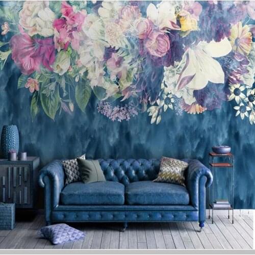 Nordic vintage abstract rose flower 3d wallpaper papel de parede,living room sofa TV wall bedroom restaurant bar mural