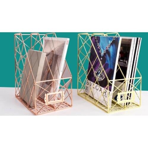 Nordic Desktop Grid File Box Office Supplies Receiving Desktop Double-grid File Magazine Document Stationery Organizer Holder