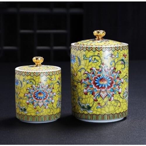 European Painted Tea Tins, Ceramic Jewelry Candy Storage Boxes Household Cylindrical Tea Dried Fruit Sealed Tins Home Decoration