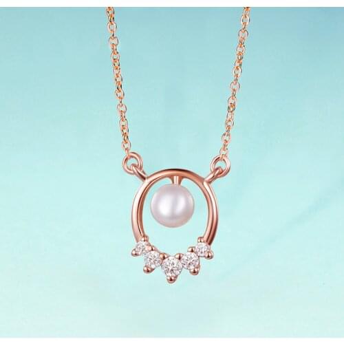 TKJ Cute Paw of Bear Necklace Rose Gold Color 925 Pure Silver Chain Necklace Pet Dog Paw Shape Pendant for Women Necklaces 2020