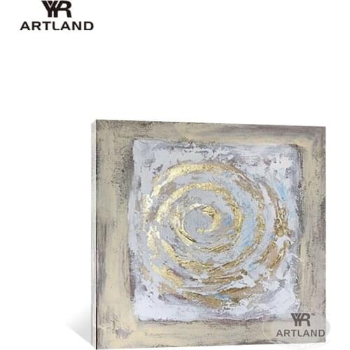 One piece wall art home decor round gold foil poster for wall pure Handmade canvas oil painting for living room bedroom unframed