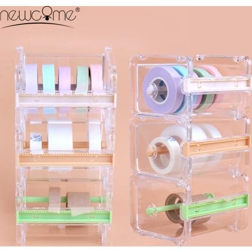 Professional Transparent Acrylic Tape Cutter Grafting Eyelashe Colors Tape Cutters Adhesive Rotating Acrylic Cutter Eyelash Tool