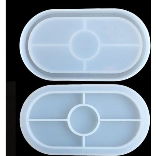 Crystal Epoxy Molds DIY Handmade Coaster Making High Mirror Elliptical Storage Plate Mold UV Resin Crafts Mould