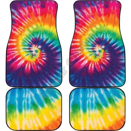Colorful tie-dye spiral Car Floor Mats 3D Printed Pattern Mats Fit for Most Car Anti Slip Cheap Colorful 02