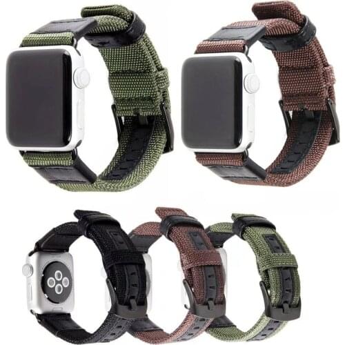 Genuine Leather Nylon Watch Strap For Apple Watch 6 5 40 44mm Woven Band Wristband for iWatch SE 4 3 2 1 38 42mm Luxury Fashion