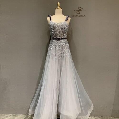 Luxury beads 2020 Evening Dresses High Neck Dubai Gown For Women Party luscious Delia