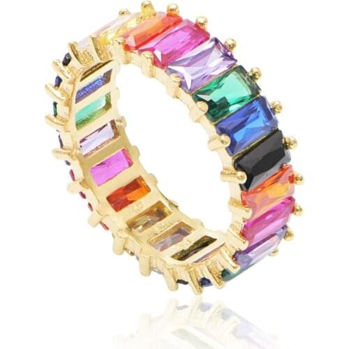 Colored Baguette Cubic Zirconia Tamtur Silver Ring Gold