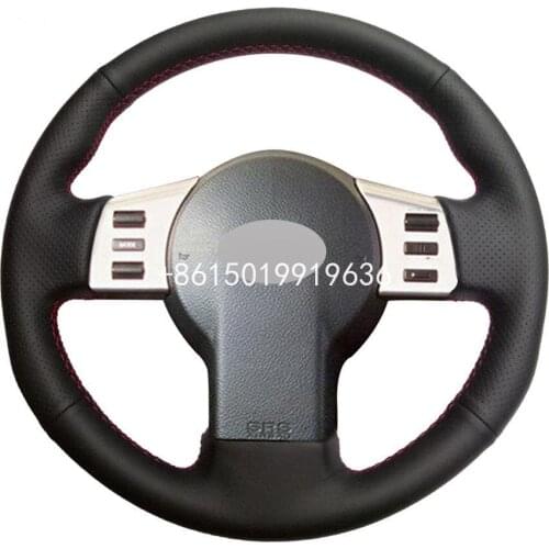 Black Leather Hand-stitched Car Steering Wheel Cover for Infiniti FX FX35 FX45 2003-07 Nissan 350Z 2003-06