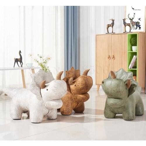 Creative Triceratops Animal Sofa Stool Child Seat Designer Cartoon Style Shoe Change Stool Dinosaur Sitting Pier Stool