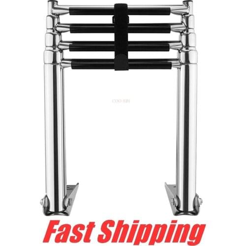 Telescoping Folding Ladder Deck 4 Steps Swimming ladder 304 Stainless Steel Boat stairs for Yacht speedboat fishing boat
