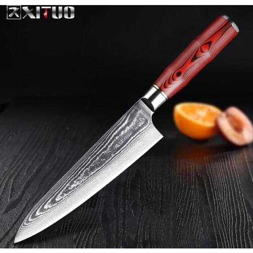 XITUO Damascus Steel Japanese Knife 8 Inch Kitchen Chef Knife Professional Sharp Cleaver Utility Handmade Knife Cooking Tool