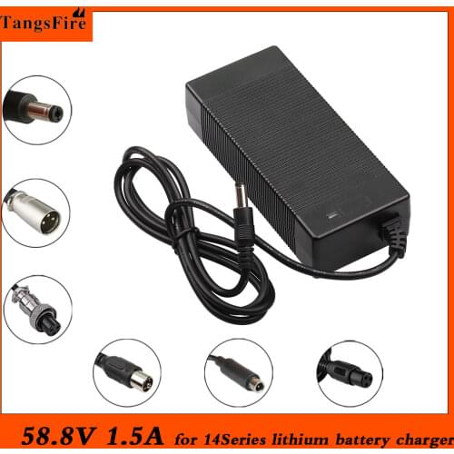 58.8V 1.5A Battery Charger Output 50.4V Input 100-240 V AC Lithium Li-Ion Li-Poly Charge For 14Series Electric Bike