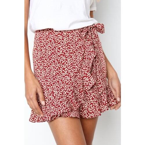 2020 Leopard Ruffles Mini Sexy Skirt Women Floral Print Casual High Waist Skirts Ladies Elegant Summer Skirts Shorts Jupe Femme