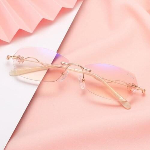 Women Rimless Anti-Blue Light Presbyopic Frameless Hyperopia Reading Glasses