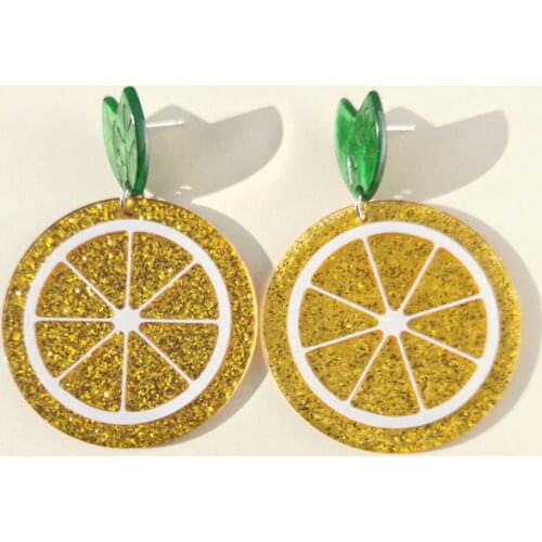Fruit lemon drop earrings ladies fashion summer accessories yellow acrylic earrings women accessories