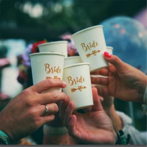 10pcs/set Bride to be wedding decoration paper cup team bride hen party party decoration small gift bachelorette party-C