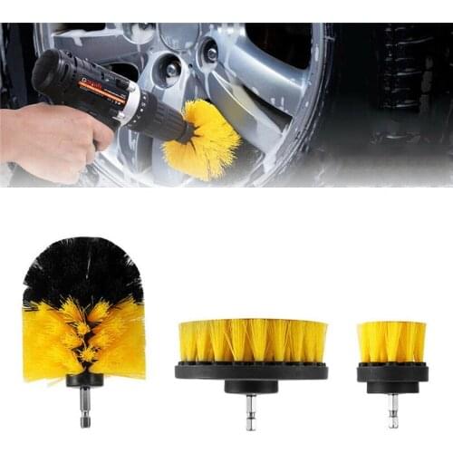 2@# Electric Scrubber Brush Drill Brush Kit Plastic Round Cleaning Brush for Carpet Glass Car Tires Nylon Brushes 2/3.5/4