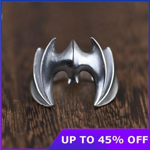 2021 Creative Gifts Halloween Bat Rings for Men Women Neutral Thai Silver Rings Unisex 925 Silver Flying Bats Animal Jewelry