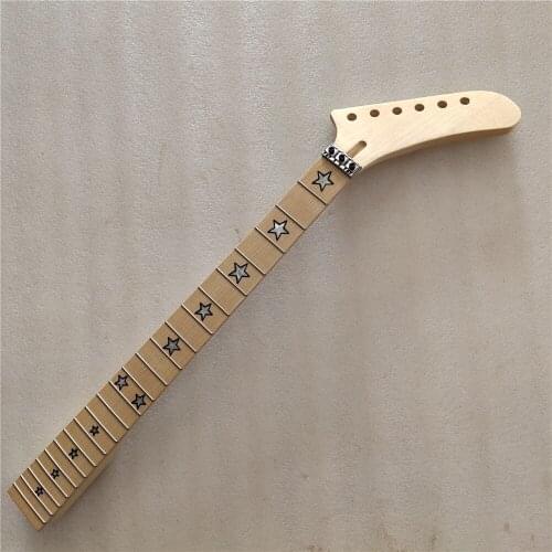 22 Frets Maple Electric Guitar Neck Maple Fretboard Replacement Banana Headstock Locking Nut