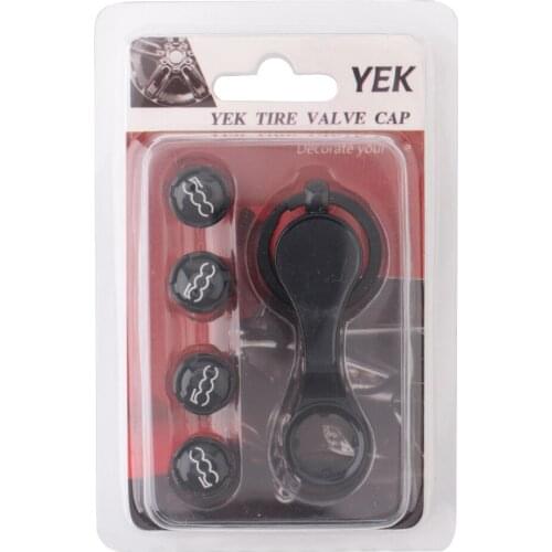4PCS Automobile Valve Cap With With Keychain Tire Valve Anti-theft Valve Decorate Wheel Car Styling Titanium Black Alloy
