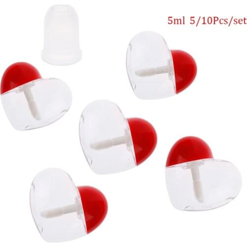 5/10Pcs 5ml Cute Love Heart Shaped Empty Lip Gloss Container DIY Cosmetic Container Tool Makeup Organizer