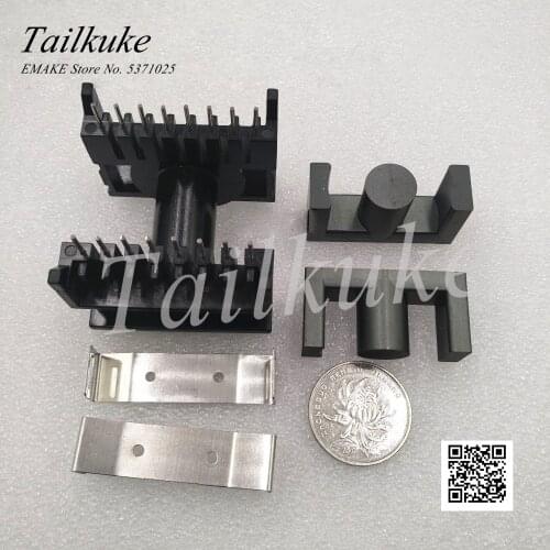 5 sets/lot ETD39 Magnetic Core Bakelite Skeleton Horizontal 8 + 8 ETD39 with Steel Clip Transformer Core PC40 Material