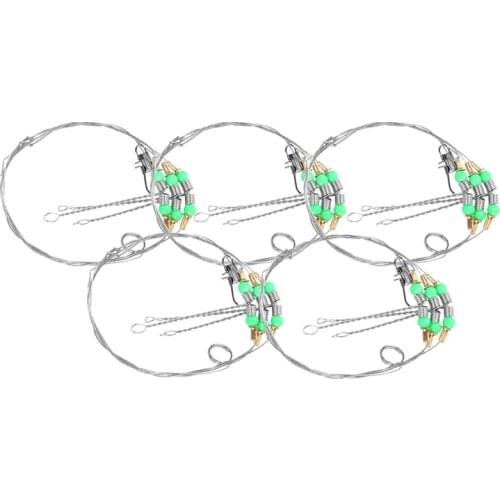 5Pcs Fishing Hooks Anti-Winding Swivel String Sea Fishing Hook Steel Rigs Wire Leader Fish Hooks