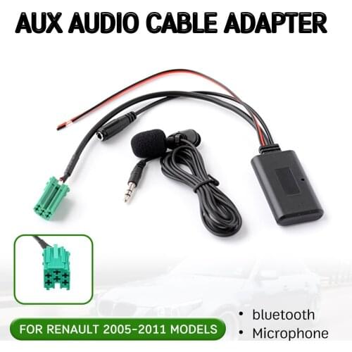 Bluetooth Aux Receiver Cable Adapter with microphone for Renault Clio,Kangoo,Megane 2005-2011 Aux Head Unit Interface
