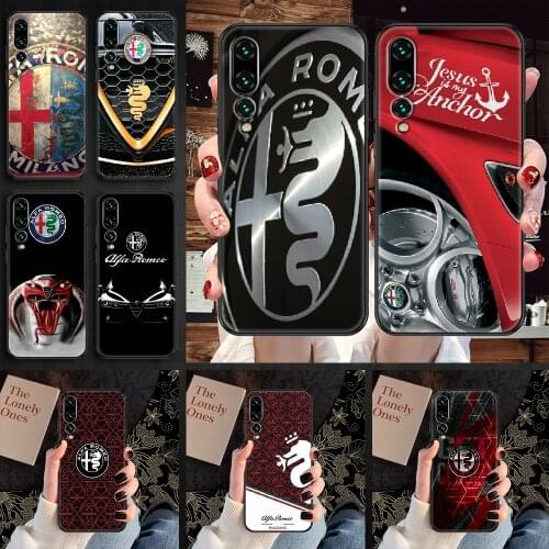 Alfa Romeo Car Phone case For Huawei P Mate P10 P20 P30 P40 10 20 Smart Z Pro Lite 2019 black trend cover tpu prime soft Etui 3D