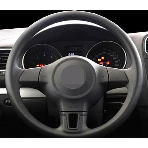DIY Black Faux Leather Non-slip Car Steering Wheel Cover For Volkswagen Golf 6 Mk6 VW Polo Sagitar Bora Santana Jetta MK5