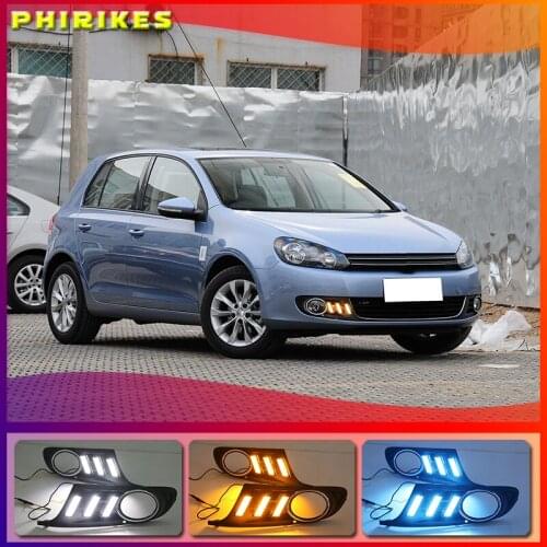 2PCS Daytime Running Light For Volkswagen Golf 6 Golf6 MK6 09-13 LED Indicator Light DRL Bumper Front fog lamp